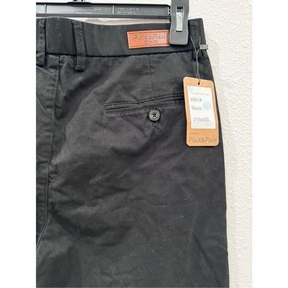 Plaid&Plain Men's Stretch Dress Pants Slim Fit Skinny Suit Pants 31x32 - Picture 6 of 7